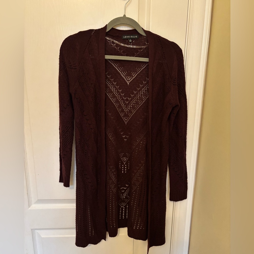 Love Ellie Burgundy Knit Cardigan, Like New